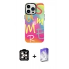 MARSİLYAN™- iPhone 14 Pro Max Kılıf Siluet Çizgi Koleksiyonu - Siyah Bilvis 5in1 3D Magic Cam Ekran Koruyucu + PVD Metal Kamera Lens - TU