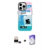 MARSİLYAN™- iPhone 14 Pro Max Kılıf Siluet Çizgi Koleksiyonu - Siyah Bilvis 5in1 3D Magic Cam Ekran Koruyucu + Gold Bilvis Titan Kamera Lens