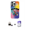 MARSİLYAN™- iPhone 14 Pro Max Kılıf Siluet Çizgi Koleksiyonu - Siyah Bilvis 5in1 3D Magic Cam Ekran Koruyucu + Gold Bilvis Titan Kamera Lens