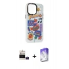 MARSİLYAN™- iPhone 14 Pro Max Kılıf Siluet Çizgi Koleksiyonu - Siyah Bilvis 5in1 3D Magic Cam Ekran Koruyucu + Bilvis Titan Kamera Lens - DNMR