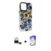 MARSİLYAN™- iPhone 14 Pro Max Kılıf Siluet Çizgi Koleksiyonu - Siyah Bilvis 5in1 3D Magic Cam Ekran Koruyucu + Gümüş Bilvis Titan Kamera Lens
