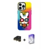 MARSİLYAN™- iPhone 14 Pro Max Kılıf Siluet Çizgi Koleksiyonu - Siyah Bilvis 5in1 3D Magic Cam Ekran Koruyucu + Raze Metal Kamera Lens - GD