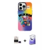 MARSİLYAN™- iPhone 14 Pro Max Kılıf Siluet Çizgi Koleksiyonu - Siyah Bilvis 5in1 5D Magic Hayalet Cam Ekran Koruyucu + Bilvis Titan Kamera Lens - SH