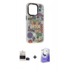 MARSİLYAN™- iPhone 14 Pro Max Kılıf Siluet Çizgi Koleksiyonu - Siyah Bilvis 5in1 5D Magic Hayalet Cam Ekran Koruyucu + Bilvis Titan Kamera Lens - SH