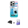 MARSİLYAN™- iPhone 14 Pro Max Kılıf Siluet Çizgi Koleksiyonu - Siyah Bilvis 5in1 5D Magic Hayalet Cam Ekran Koruyucu + Raze Metal Kamera Lens - GS