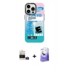 MARSİLYAN™- iPhone 14 Pro Max Kılıf Siluet Çizgi Koleksiyonu - Siyah Bilvis 5in1 5D Magic Hayalet Cam Ekran Koruyucu + Bilvis Titan Kamera Lens - GS