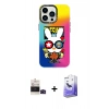 MARSİLYAN™- iPhone 14 Pro Max Kılıf Siluet Çizgi Koleksiyonu - Siyah Bilvis 5in1 5D Magic Hayalet Cam Ekran Koruyucu + Bilvis Titan Kamera Lens - SH