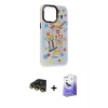 MARSİLYAN™- iPhone 14 Pro Max Kılıf Siluet Çizgi Koleksiyonu - Siyah Bilvis 5in1 5D Magic Hayalet Cam Ekran Koruyucu + Raze Metal Kamera Lens - GD