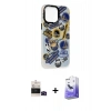 MARSİLYAN™- iPhone 14 Pro Max Kılıf Siluet Çizgi Koleksiyonu - Siyah Bilvis 5in1 5D Magic Hayalet Cam Ekran Koruyucu + Bilvis Titan Kamera Lens - SH