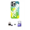 MARSİLYAN™- iPhone 14 Pro Max Kılıf Siluet Çizgi Koleksiyonu - Siyah Bilvis 5in1 5D Magic Hayalet Cam Ekran Koruyucu + Derin Mor Bilvis Titan Kamera Lens