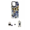 MARSİLYAN™- iPhone 14 Pro Max Kılıf Siluet Çizgi Koleksiyonu - Siyah Bilvis Hayalet Cam Ekran Koruyucu + Gold Bilvis Titan Kamera Lens