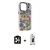 MARSİLYAN™- iPhone 14 Pro Max Kılıf Siluet Çizgi Koleksiyonu - Siyah Bilvis Hayalet Cam Ekran Koruyucu + PVD Metal Kamera Lens - TU