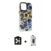 MARSİLYAN™- iPhone 14 Pro Max Kılıf Siluet Çizgi Koleksiyonu - Siyah Bilvis Hayalet Cam Ekran Koruyucu + PVD Metal Kamera Lens - TU