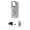 MARSİLYAN™- iPhone 14 Pro Max Kılıf Siluet Çizgi Koleksiyonu - Siyah Bilvis Hayalet Cam Ekran Koruyucu + Raze Metal Kamera Lens - GD