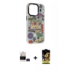 MARSİLYAN™- iPhone 14 Pro Max Kılıf Siluet Çizgi Koleksiyonu - Siyah Buffer Cam Ekran Koruyucu + Bilvis Titan Kamera Lens - DNMR