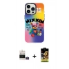 MARSİLYAN™- iPhone 14 Pro Max Kılıf Siluet Çizgi Koleksiyonu - Siyah Buffer Cam Ekran Koruyucu + Gold Bilvis Titan Kamera Lens
