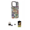 MARSİLYAN™- iPhone 14 Pro Max Kılıf Siluet Çizgi Koleksiyonu - Siyah Buffer Cam Ekran Koruyucu + Gold Bilvis Titan Kamera Lens