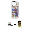 MARSİLYAN™- iPhone 14 Pro Max Kılıf Siluet Çizgi Koleksiyonu - Siyah Buffer Cam Ekran Koruyucu + Gümüş Bilvis Titan Kamera Lens