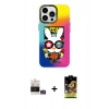 MARSİLYAN™- iPhone 14 Pro Max Kılıf Siluet Çizgi Koleksiyonu - Siyah Buffer Cam Ekran Koruyucu + Gümüş Bilvis Titan Kamera Lens