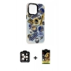 MARSİLYAN™- iPhone 14 Pro Max Kılıf Siluet Çizgi Koleksiyonu - Siyah Buffer Cam Ekran Koruyucu + PVD Metal Kamera Lens - TU