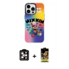 MARSİLYAN™- iPhone 14 Pro Max Kılıf Siluet Çizgi Koleksiyonu - Siyah Buffer Cam Ekran Koruyucu + PVD Metal Kamera Lens - TU