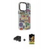 MARSİLYAN™- iPhone 14 Pro Max Kılıf Siluet Çizgi Koleksiyonu - Siyah Buffer Cam Ekran Koruyucu + Raze Metal Kamera Lens - GS