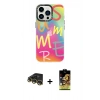MARSİLYAN™- iPhone 14 Pro Max Kılıf Siluet Çizgi Koleksiyonu - Siyah Buffer Cam Ekran Koruyucu + Raze Metal Kamera Lens - GD