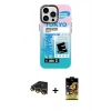 MARSİLYAN™- iPhone 14 Pro Max Kılıf Siluet Çizgi Koleksiyonu - Siyah Buffer Cam Ekran Koruyucu + Raze Metal Kamera Lens - GD