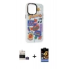MARSİLYAN™- iPhone 14 Pro Max Kılıf Siluet Çizgi Koleksiyonu - Siyah Buffer Hayalet Cam Ekran Koruyucu + Bilvis Titan Kamera Lens - GS