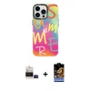 MARSİLYAN™- iPhone 14 Pro Max Kılıf Siluet Çizgi Koleksiyonu - Siyah Buffer Hayalet Cam Ekran Koruyucu + Bilvis Titan Kamera Lens - SH