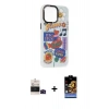 MARSİLYAN™- iPhone 14 Pro Max Kılıf Siluet Çizgi Koleksiyonu - Siyah Buffer Hayalet Cam Ekran Koruyucu + Bilvis Titan Kamera Lens - SH