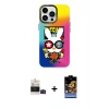 MARSİLYAN™- iPhone 14 Pro Max Kılıf Siluet Çizgi Koleksiyonu - Siyah Buffer Hayalet Cam Ekran Koruyucu + Bilvis Titan Kamera Lens - SH