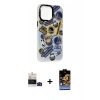 MARSİLYAN™- iPhone 14 Pro Max Kılıf Siluet Çizgi Koleksiyonu - Siyah Buffer Hayalet Cam Ekran Koruyucu + Bilvis Titan Kamera Lens - SH