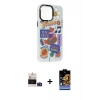 MARSİLYAN™- iPhone 14 Pro Max Kılıf Siluet Çizgi Koleksiyonu - Siyah Buffer Hayalet Cam Ekran Koruyucu + Bilvis Titan Kamera Lens - DNMR