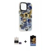 MARSİLYAN™- iPhone 14 Pro Max Kılıf Siluet Çizgi Koleksiyonu - Siyah Buffer Hayalet Cam Ekran Koruyucu + Gümüş Bilvis Titan Kamera Lens