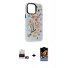 MARSİLYAN™- iPhone 14 Pro Max Kılıf Siluet Çizgi Koleksiyonu - Siyah Buffer Hayalet Cam Ekran Koruyucu + Gümüş Bilvis Titan Kamera Lens