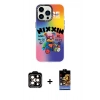 MARSİLYAN™- iPhone 14 Pro Max Kılıf Siluet Çizgi Koleksiyonu - Siyah Buffer Hayalet Cam Ekran Koruyucu + PVD Metal Kamera Lens - TU
