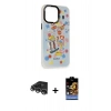 MARSİLYAN™- iPhone 14 Pro Max Kılıf Siluet Çizgi Koleksiyonu - Siyah Buffer Hayalet Cam Ekran Koruyucu + Raze Metal Kamera Lens - GS