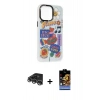 MARSİLYAN™- iPhone 14 Pro Max Kılıf Siluet Çizgi Koleksiyonu - Siyah Buffer Hayalet Cam Ekran Koruyucu + Raze Metal Kamera Lens - GS