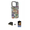 MARSİLYAN™- iPhone 14 Pro Max Kılıf Siluet Çizgi Koleksiyonu - Siyah Buffer Hayalet Cam Ekran Koruyucu + Raze Metal Kamera Lens - GD