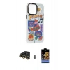 MARSİLYAN™- iPhone 14 Pro Max Kılıf Siluet Çizgi Koleksiyonu - Siyah Buffer Hayalet Cam Ekran Koruyucu + Raze Metal Kamera Lens - GD