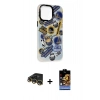 MARSİLYAN™- iPhone 14 Pro Max Kılıf Siluet Çizgi Koleksiyonu - Siyah Buffer Hayalet Cam Ekran Koruyucu + Raze Metal Kamera Lens - GD