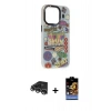 MARSİLYAN™- iPhone 14 Pro Max Kılıf Siluet Çizgi Koleksiyonu - Siyah Buffer Hayalet Cam Ekran Koruyucu + Raze Metal Kamera Lens - GS