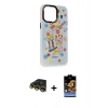 MARSİLYAN™- iPhone 14 Pro Max Kılıf Siluet Çizgi Koleksiyonu - Siyah Buffer Hayalet Cam Ekran Koruyucu + Raze Metal Kamera Lens - GD