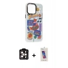MARSİLYAN™- iPhone 14 Pro Max Kılıf Siluet Çizgi Koleksiyonu - Siyah Joko 5D Cam + PVD Metal Kamera Lens - TU