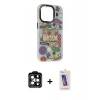 MARSİLYAN™- iPhone 14 Pro Max Kılıf Siluet Çizgi Koleksiyonu - Siyah Joko 5D Cam + PVD Metal Kamera Lens - TU