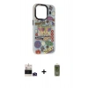 MARSİLYAN™- iPhone 14 Pro Max Kılıf Siluet Çizgi Koleksiyonu - Siyah Joko Magic 5D Hayalet Cam + Derin Mor Bilvis Titan Kamera Lens