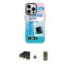 MARSİLYAN™- iPhone 14 Pro Max Kılıf Siluet Çizgi Koleksiyonu - Siyah Joko Magic 5D Hayalet Cam + Gold Raze Metal Kamera Lens