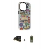 MARSİLYAN™- iPhone 14 Pro Max Kılıf Siluet Çizgi Koleksiyonu - Siyah Joko Magic 5D Hayalet Cam + Gold Raze Metal Kamera Lens