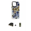 MARSİLYAN™- iPhone 14 Pro Max Kılıf Siluet Çizgi Koleksiyonu - Siyah Joko Magic 5D Hayalet Cam + Gold Raze Metal Kamera Lens